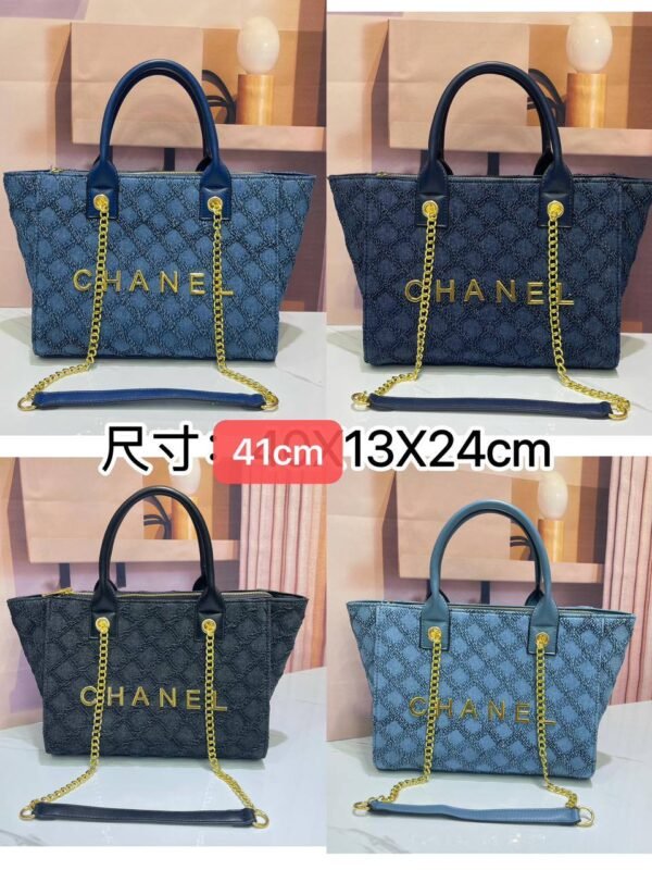 the Chanel tote bag 41 cm, it seamlessly blends timeless elegance with practicality.this bag boasts a sling belt for versatile carrying options