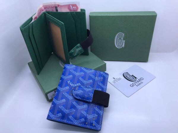 “Unleash a burst of color and style with our Goyard Wallets. Each wallet, complete with its elegant box